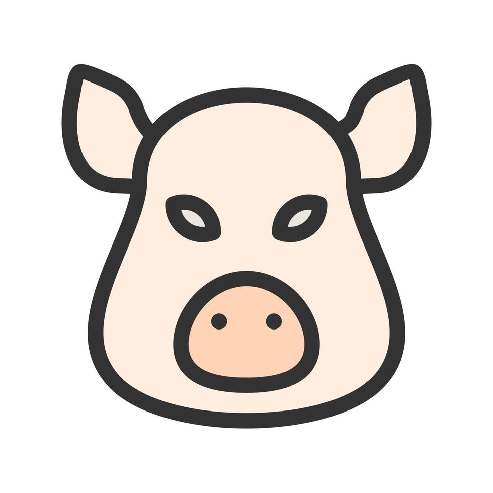 icône de ligne remplie de visage de cochon vecteur