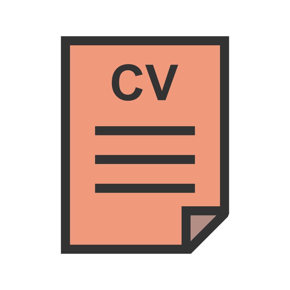 icône de ligne remplie de fichier cv vecteur