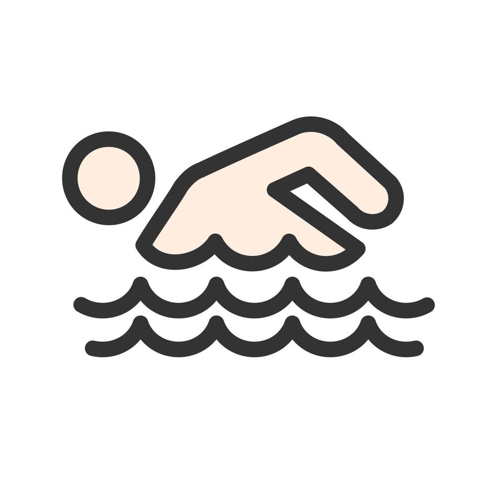 icône de ligne remplie de personne de natation vecteur