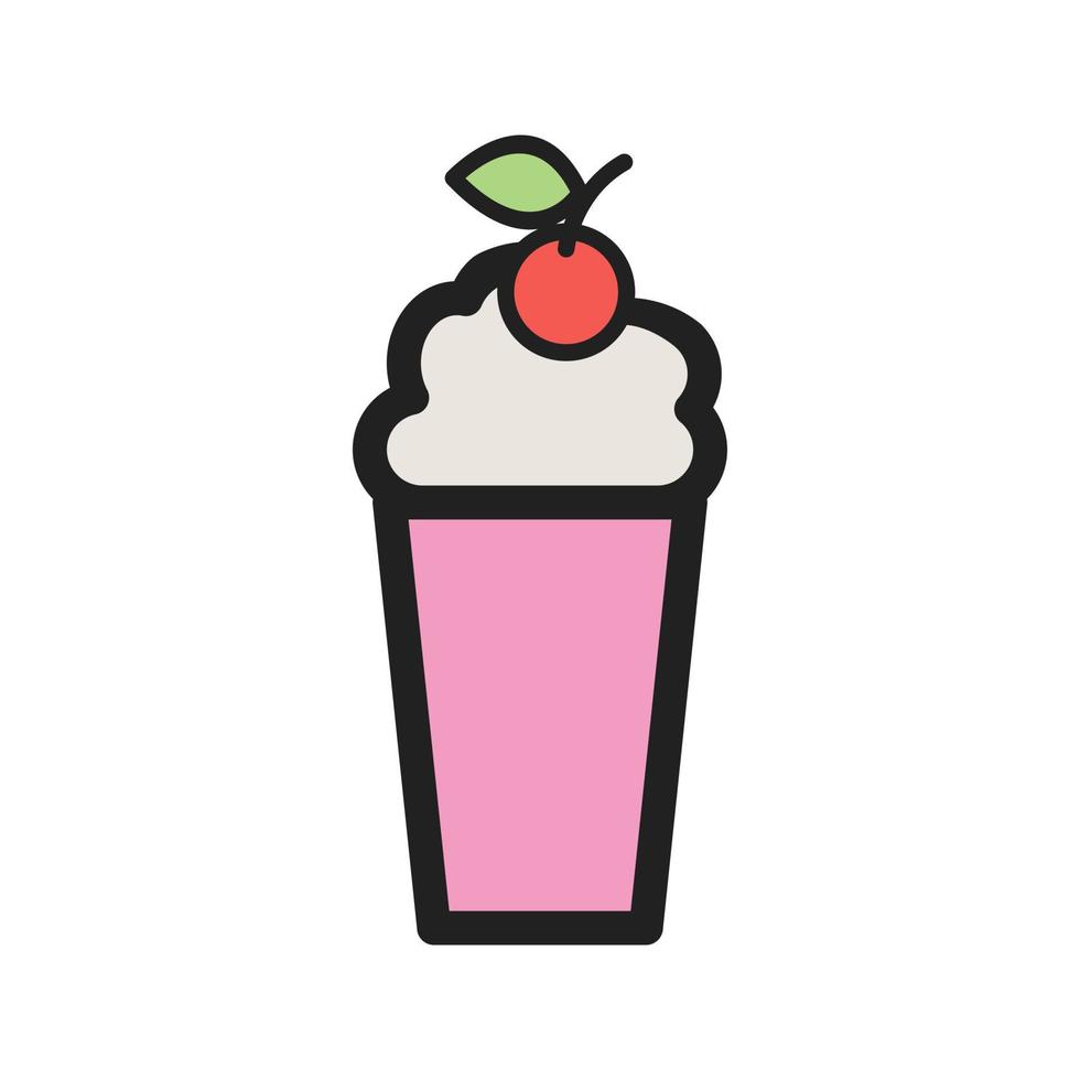 icône de ligne remplie de milkshake aux fraises vecteur