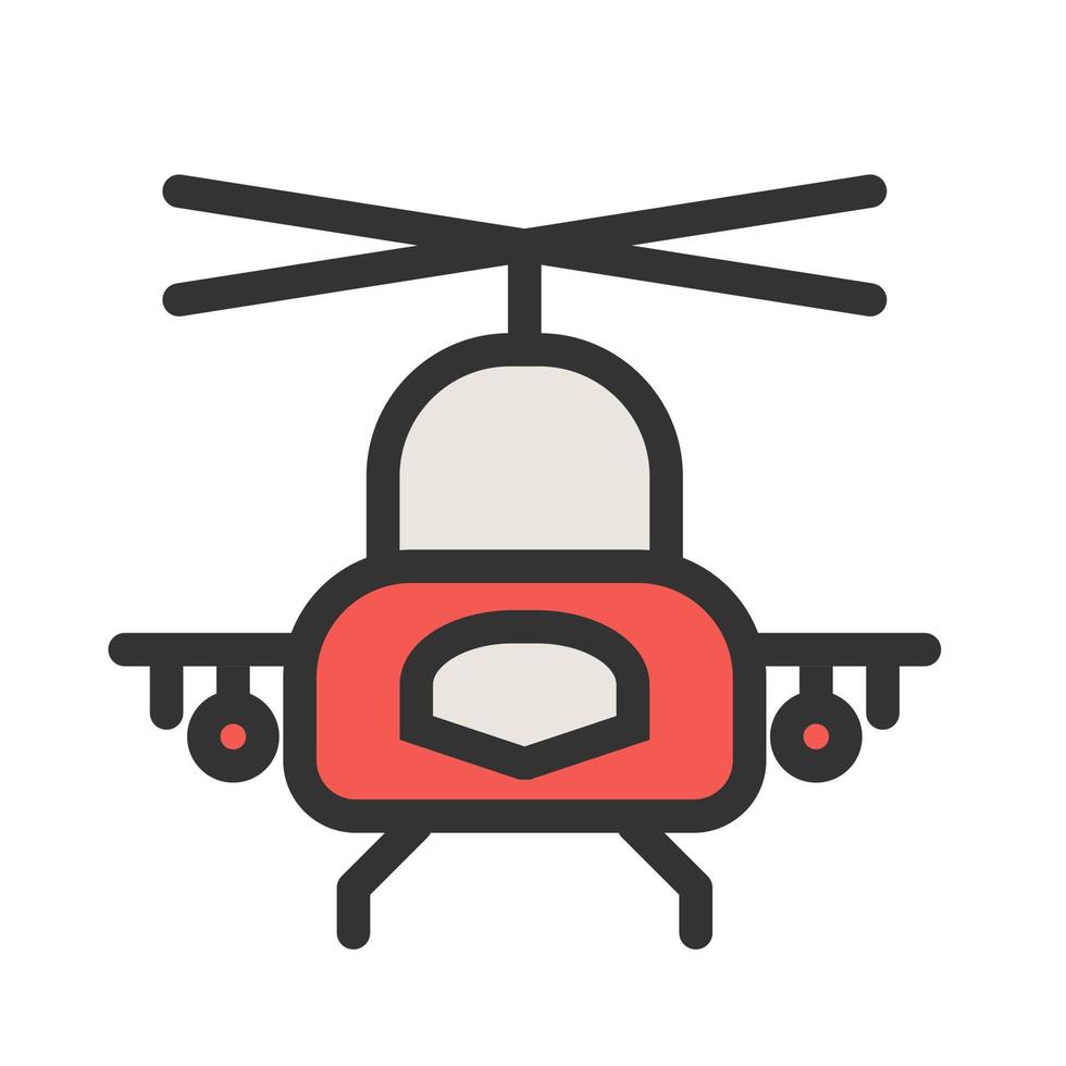 icône de ligne remplie d'hélicoptère militaire vecteur