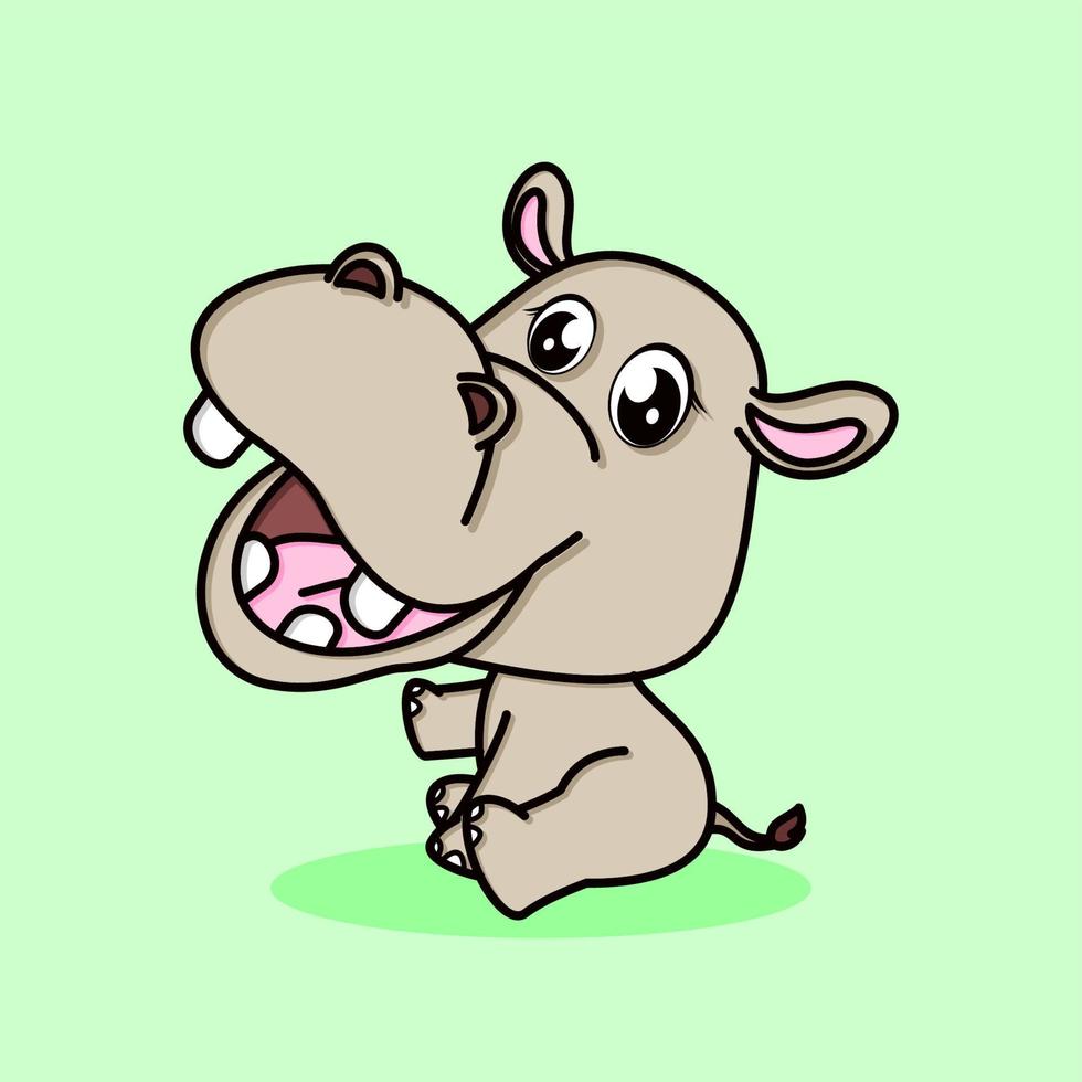 vecteur de dessin animé mignon hippopotame. style de dessin animé plat. concept d'icône nature animale isolé