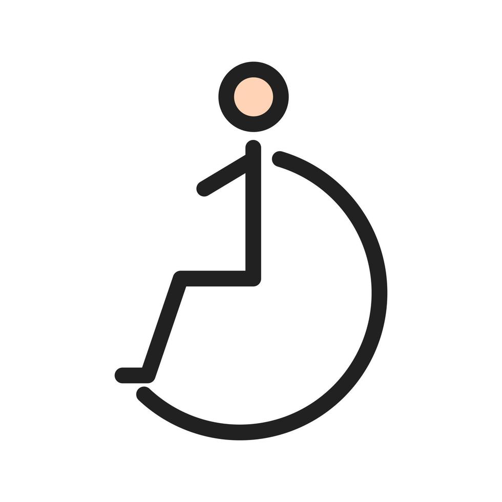 icône de ligne remplie de personne handicapée vecteur