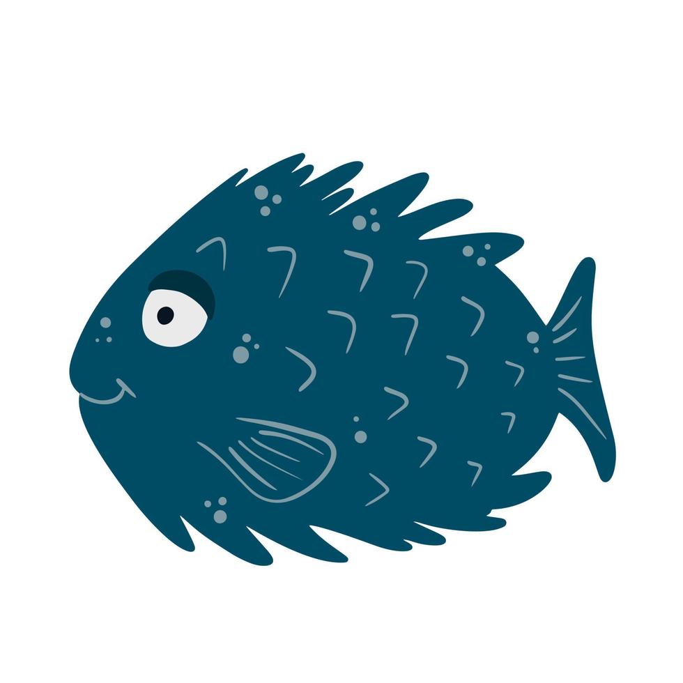 poisson de mer. personnage sous-marin mignon. une créature aquatique sous-marine tropicale. illustration vectorielle sur fond blanc en style cartoon. vecteur