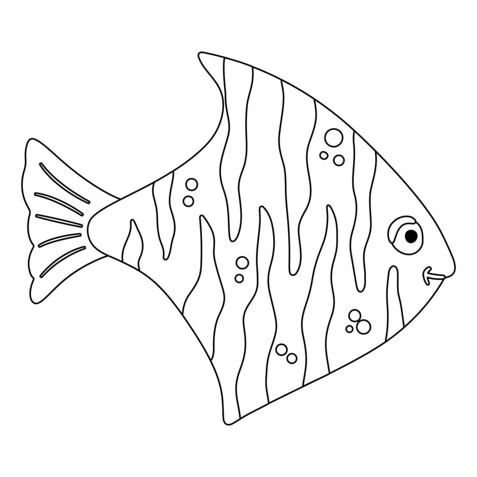 poisson de mer mignon. pages à colorier pour les enfants. contour de vecteur sur fond blanc.