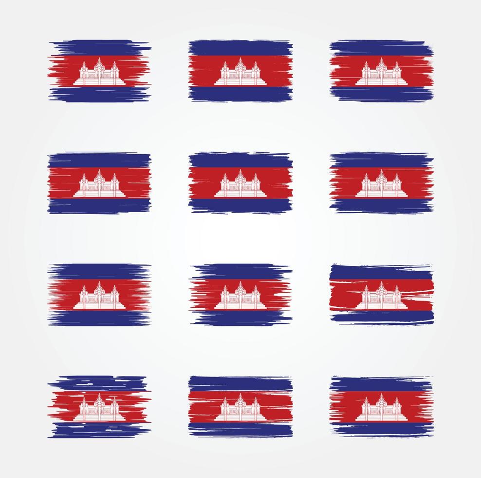 collections de pinceaux de drapeau du cambodge. drapeau national vecteur