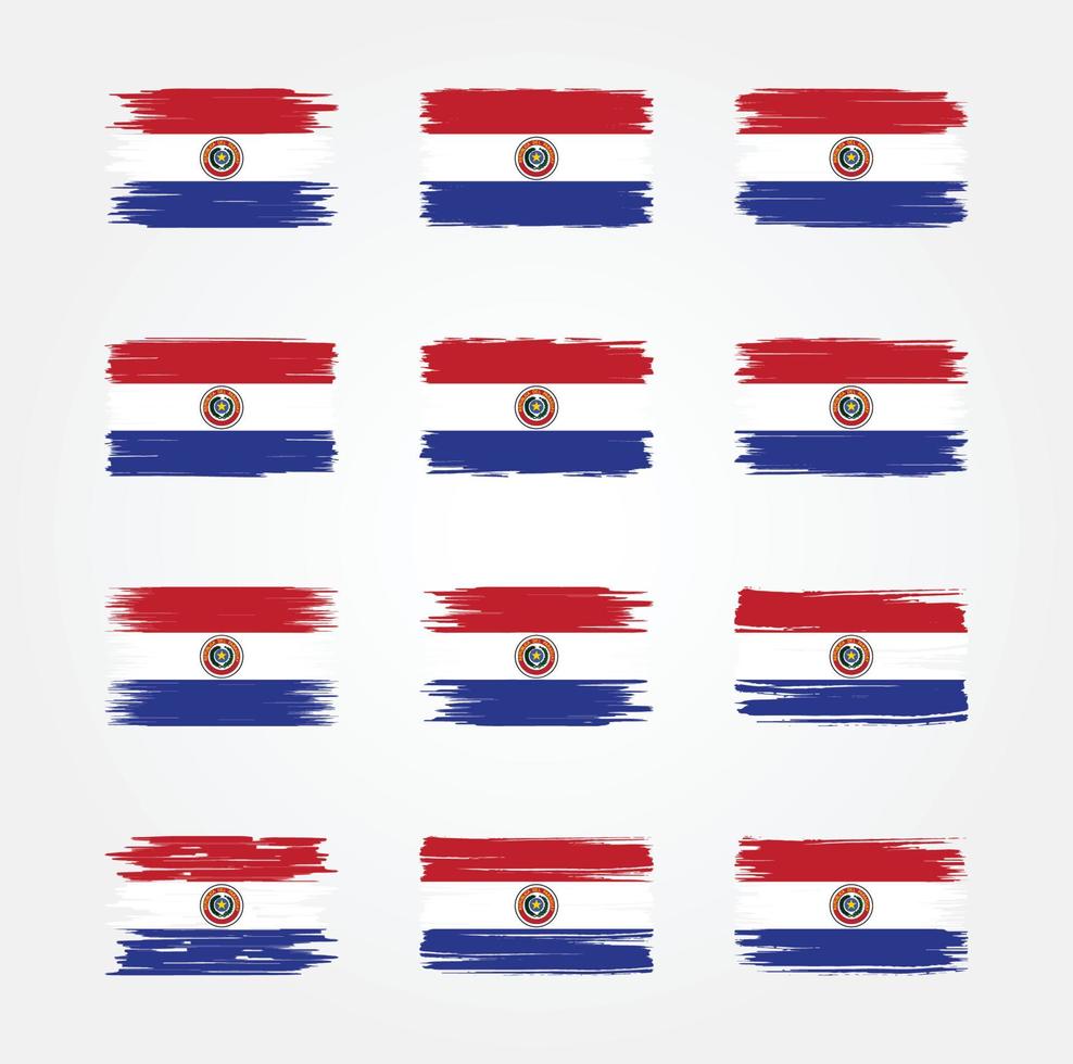 collections de pinceaux de drapeau du paraguay. drapeau national vecteur