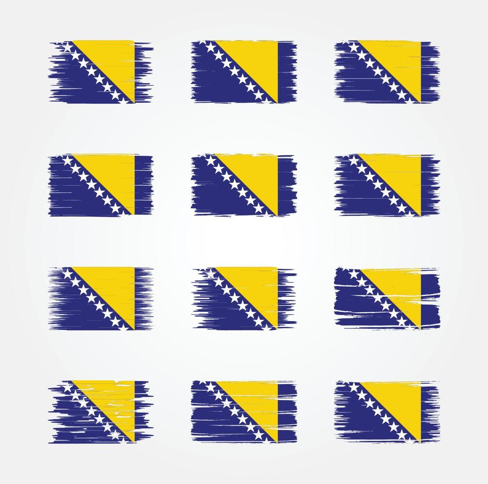 collections de pinceaux de drapeau de bosnie-herzégovine. drapeau national vecteur