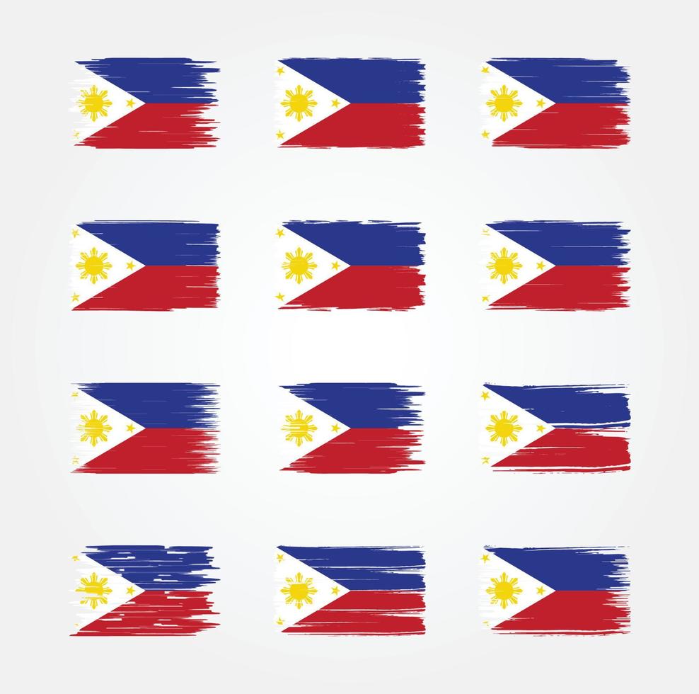 collections de pinceaux de drapeau des philippines. drapeau national vecteur