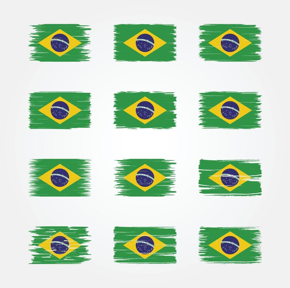 collections de pinceaux de drapeau du brésil. drapeau national vecteur
