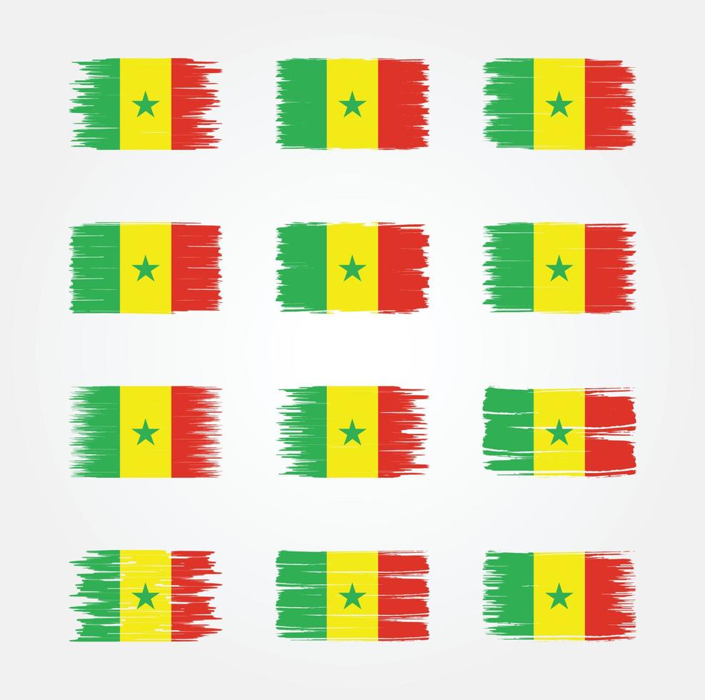 collections de pinceaux de drapeau du sénégal. drapeau national vecteur