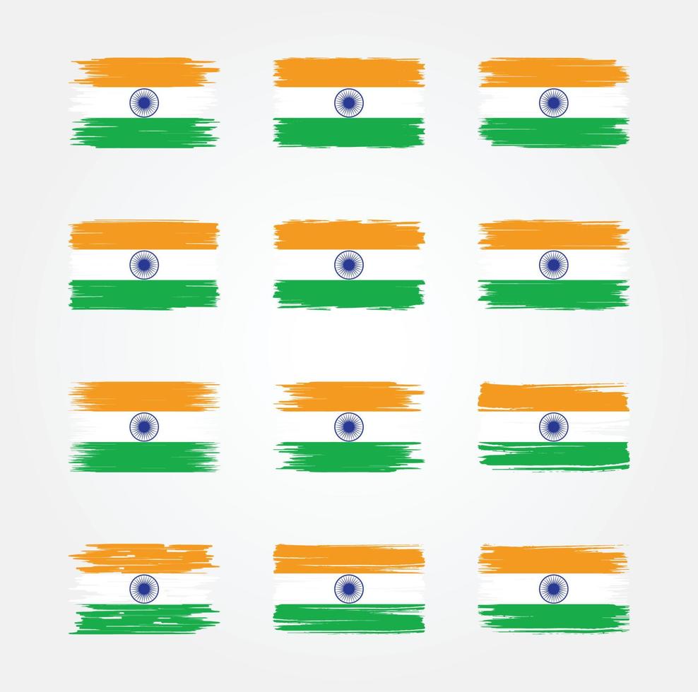 collections de pinceaux de drapeau indien. drapeau national vecteur