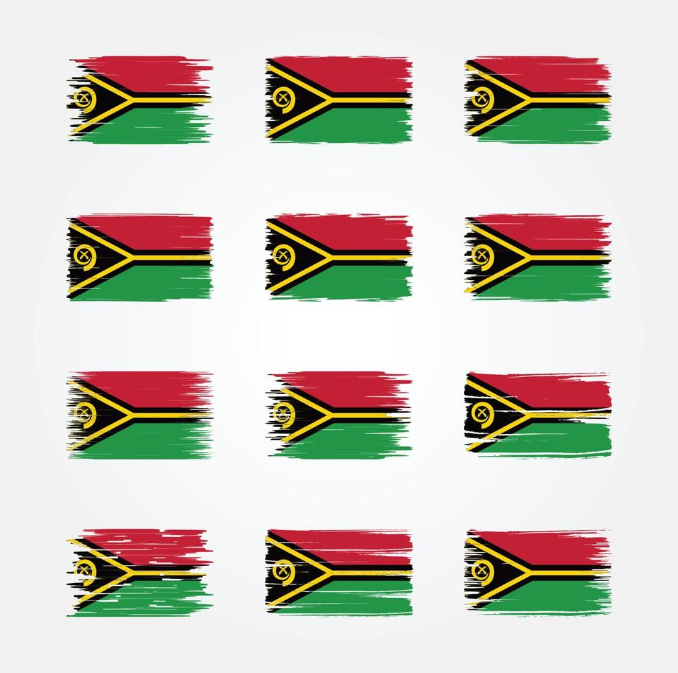 collections de pinceaux de drapeau du vanuatu. drapeau national vecteur