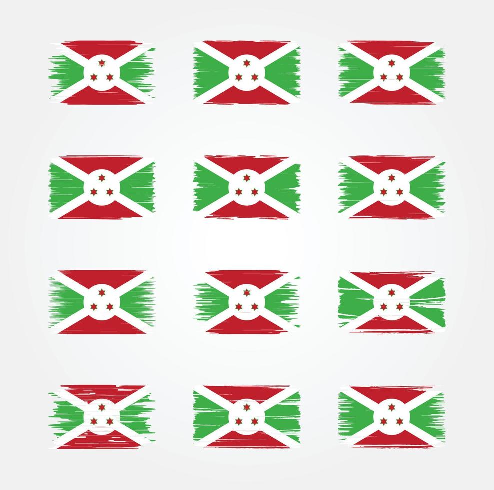 collections de pinceaux de drapeau du burundi. drapeau national vecteur