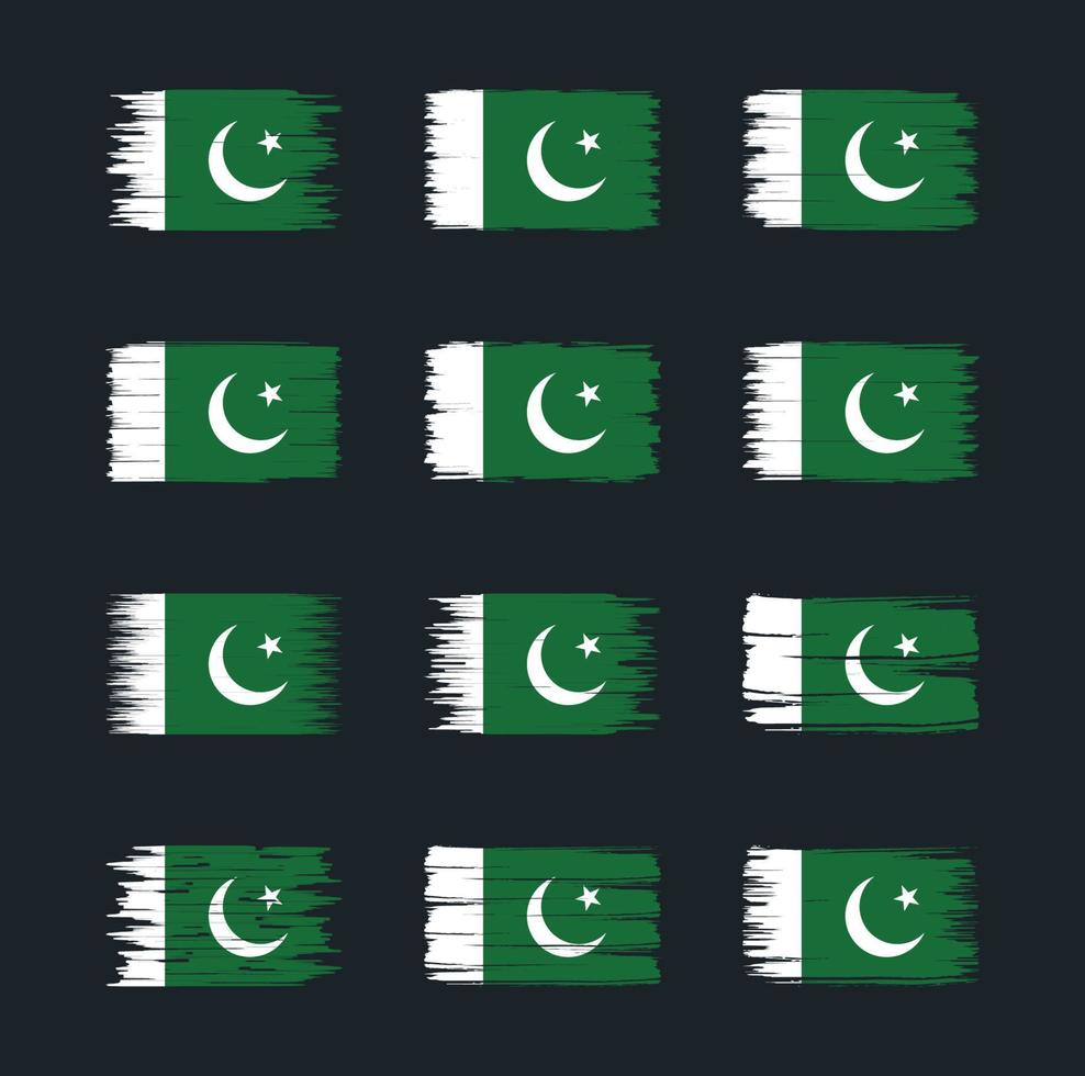 collections de pinceaux de drapeau du pakistan. drapeau national vecteur