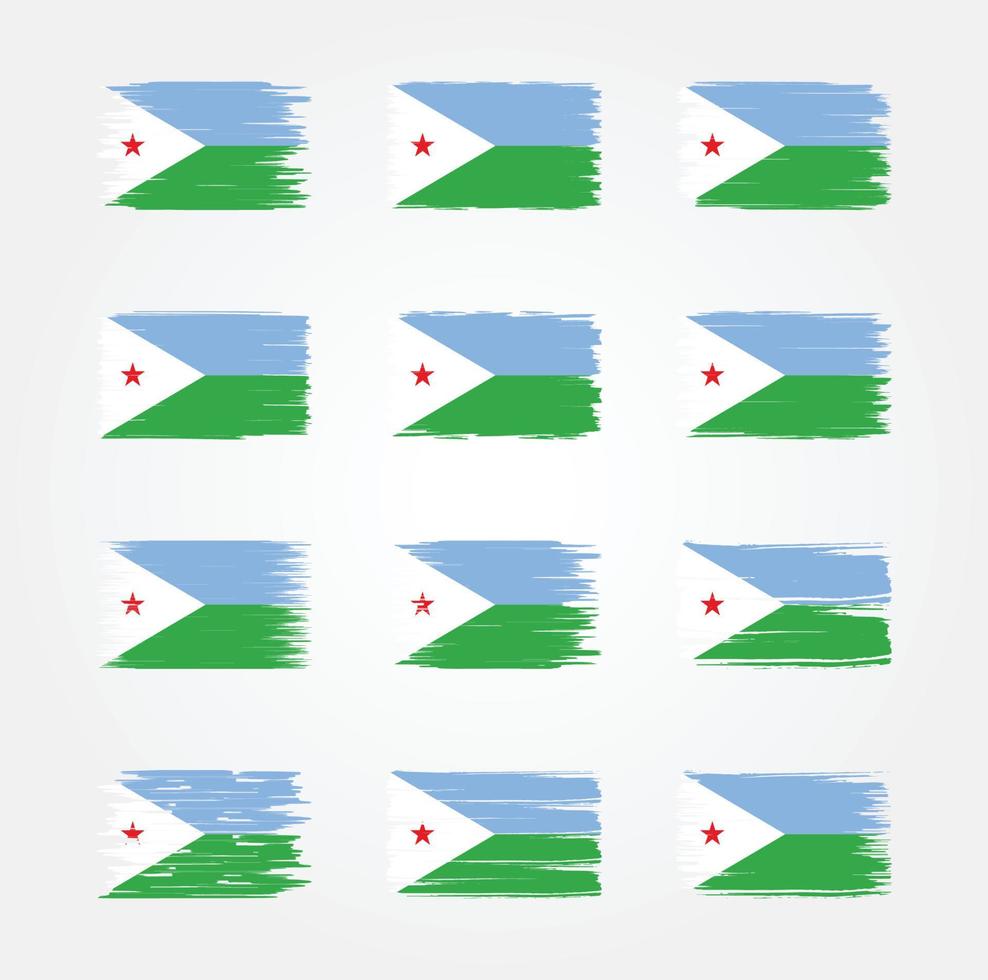 collections de pinceaux de drapeau de djibouti. drapeau national vecteur