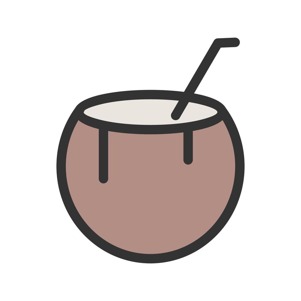 icône de ligne remplie de boisson de noix de coco vecteur