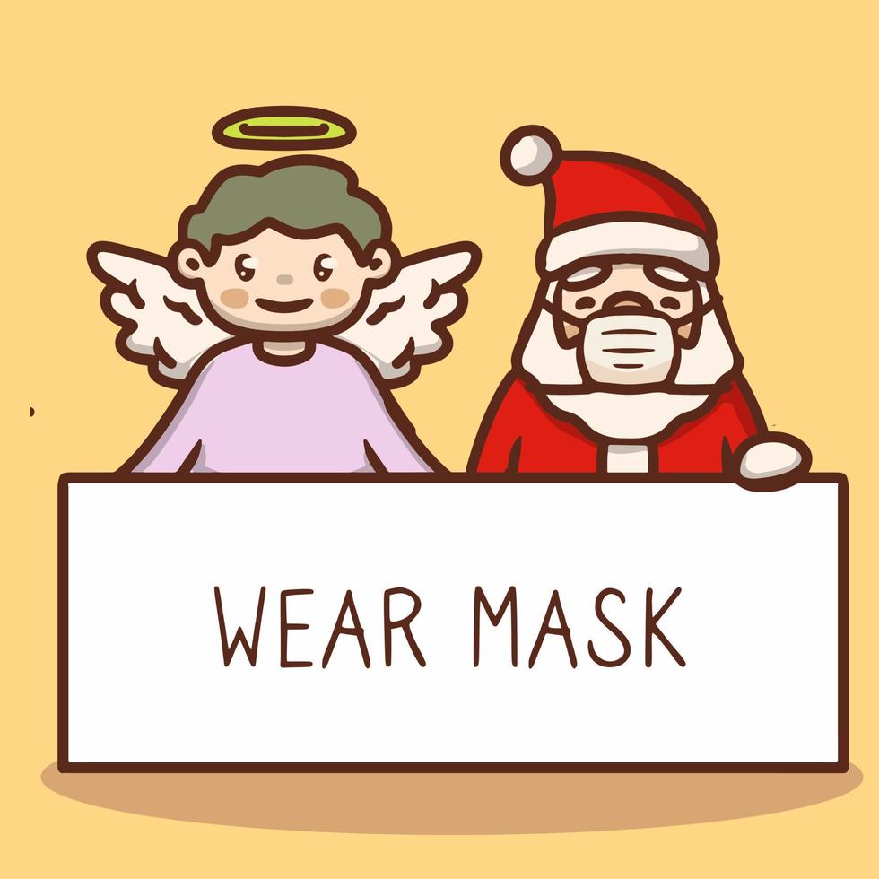 masque visage mascotte père noël vecteur