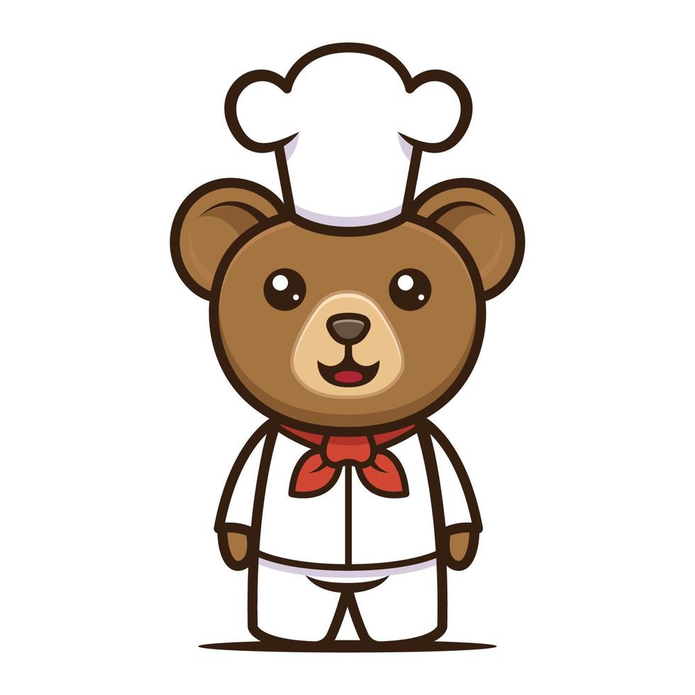 conception de mascotte d'ours mignon de cuisine vecteur