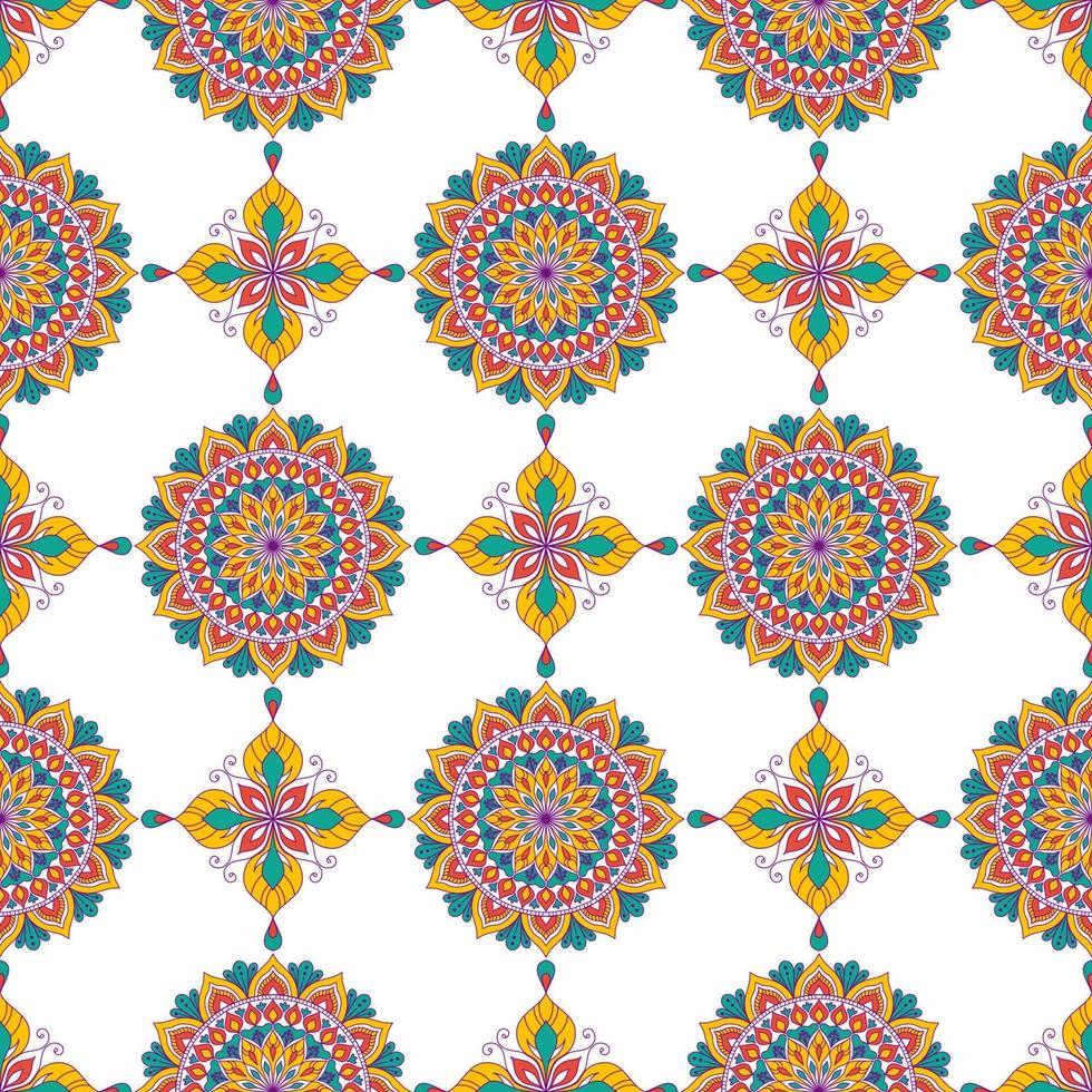 mandala abstrait motif ethnique géométrique sans couture. tapis en tissu aztèque mandala textile décorations papier peint. tribal boho indigène mandala turquie broderie traditionnelle vecteur arrière-plan.