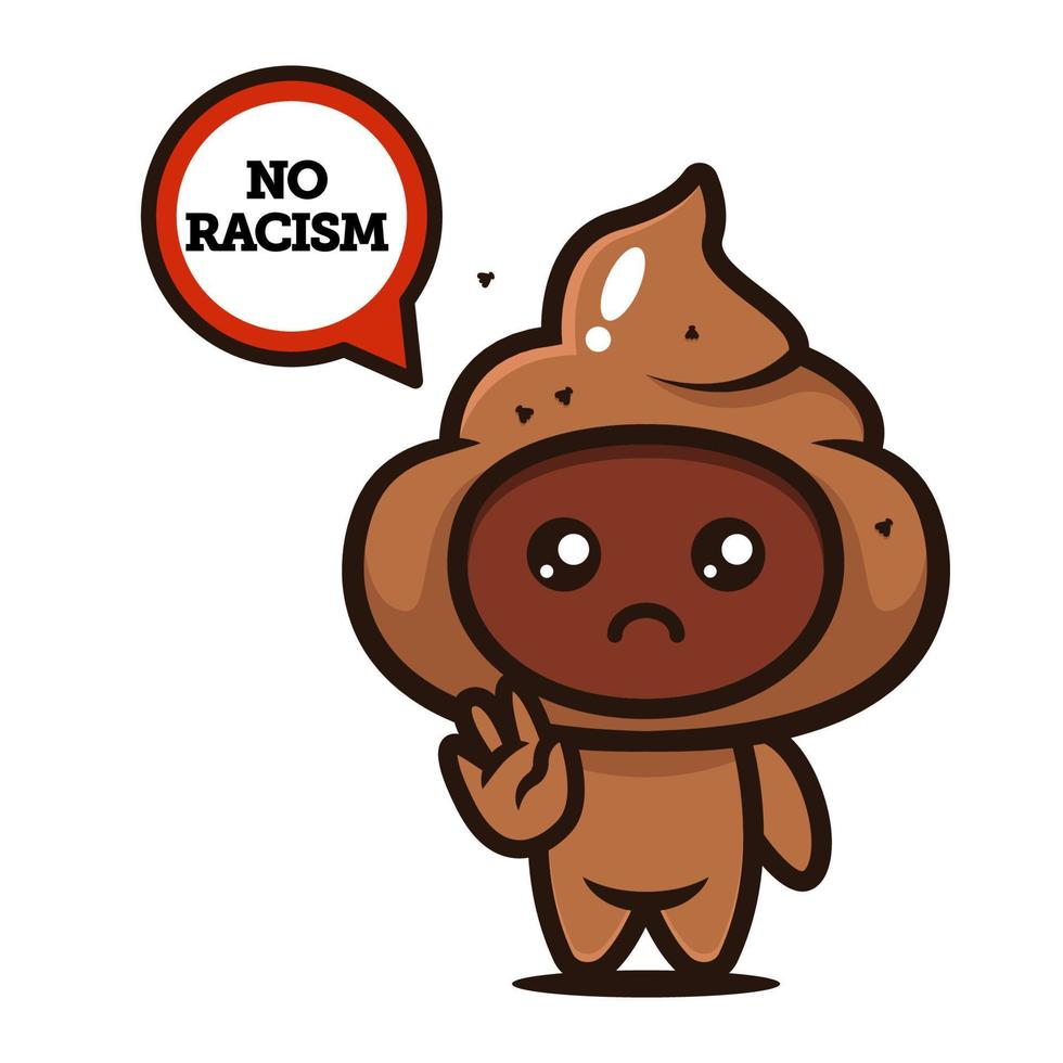 mascotte de merde mignonne pour un design sans racisme vecteur