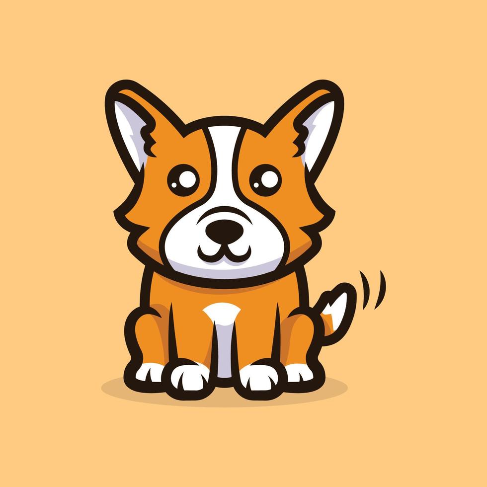 vecteur d'illustration mascotte chien corgi mignon