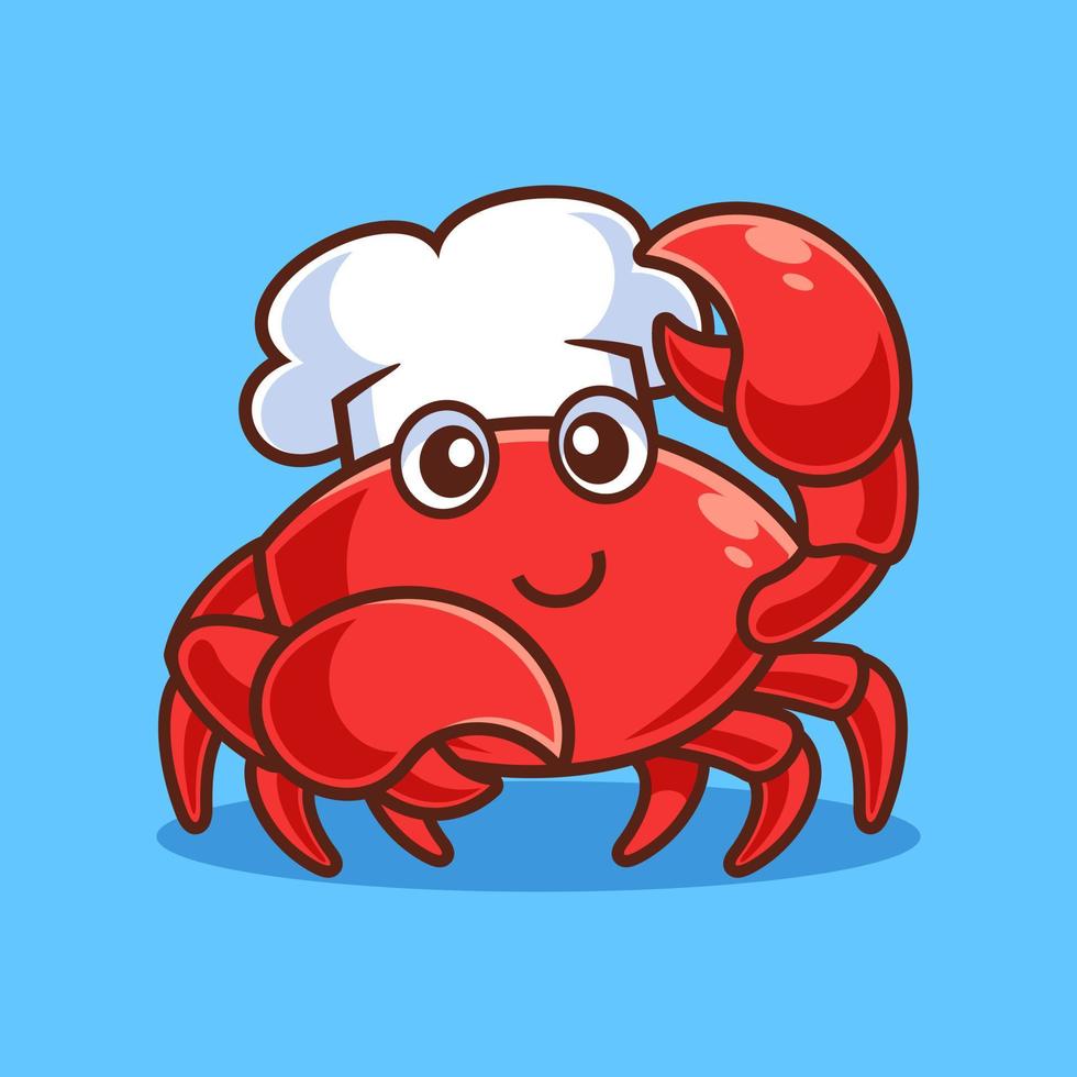 crabe de dessin animé avec toque toque vecteur