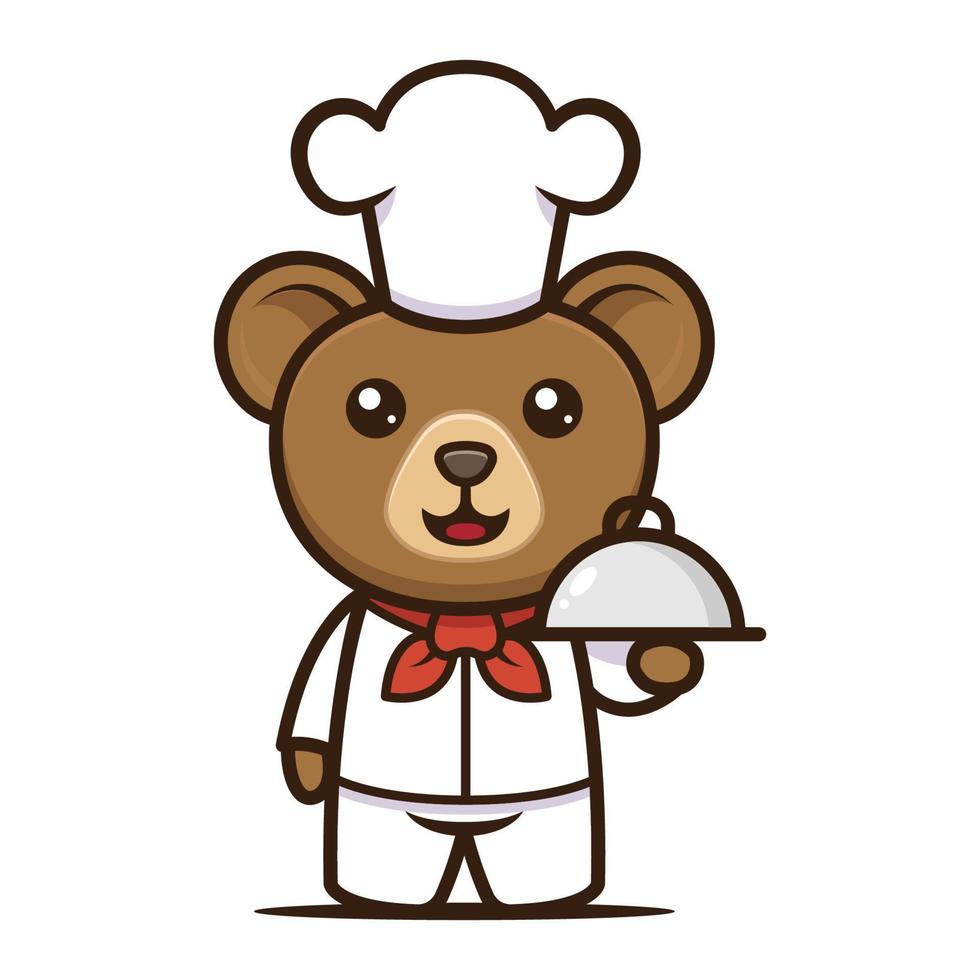 conception de mascotte d'ours mignon de cuisine vecteur