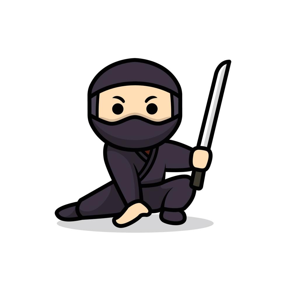 mascotte mignonne de ninja vecteur
