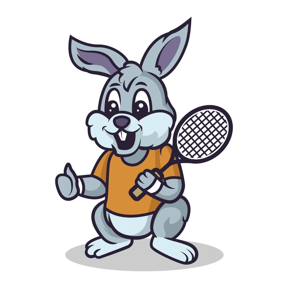 conception liée au sport de mascotte de lapin mignon vecteur