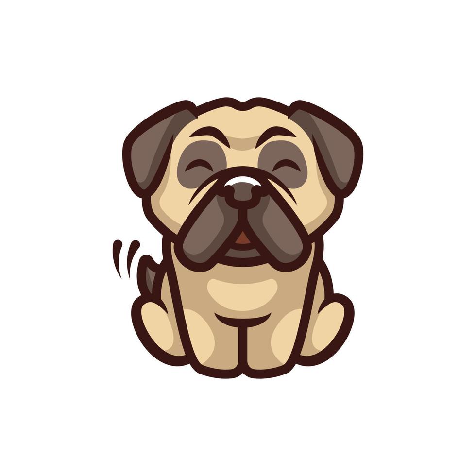 mignon carlin chien dessin animé logo vecteur mascotte personnage