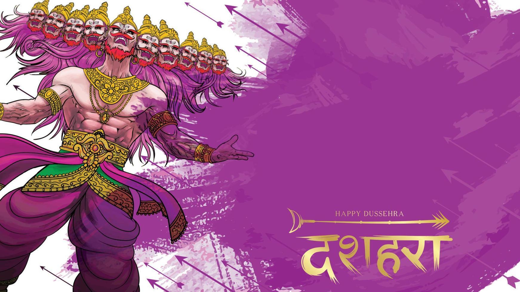 illustration vectorielle créative du seigneur rama tuant ravana dans le festival d'affiches happy dussehra navratri de l'inde. traduction dusséhra vecteur