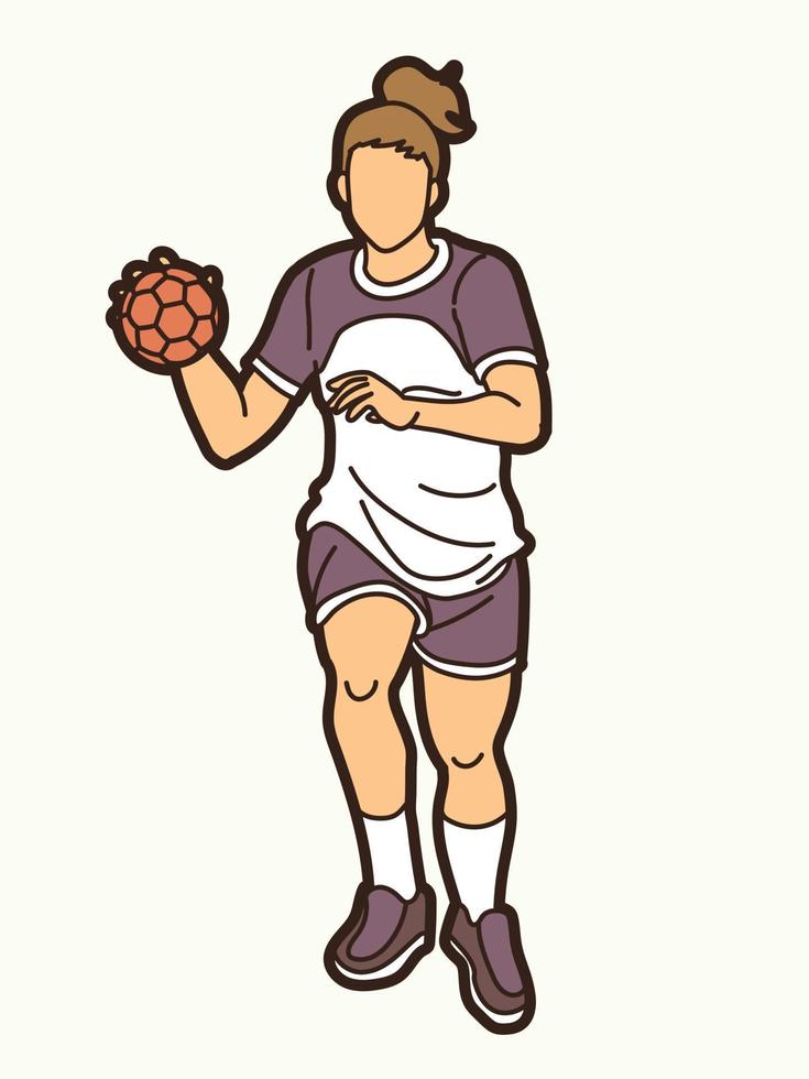 handball sport femme joueur action vecteur