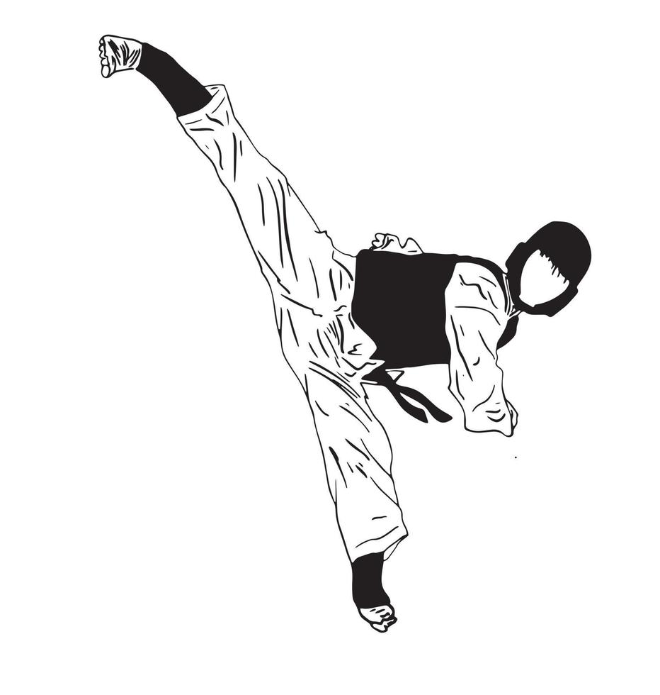 taekwondo, coup de pied, vecteur, silhouette vecteur