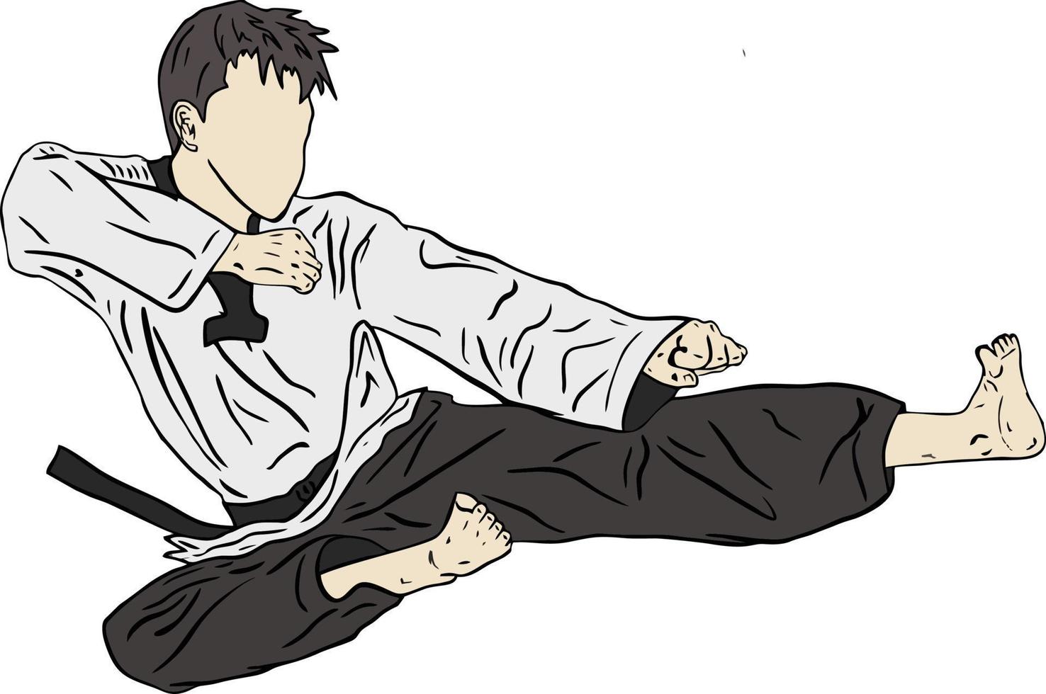 taekwondo vecteur pose et technique de coup de pied