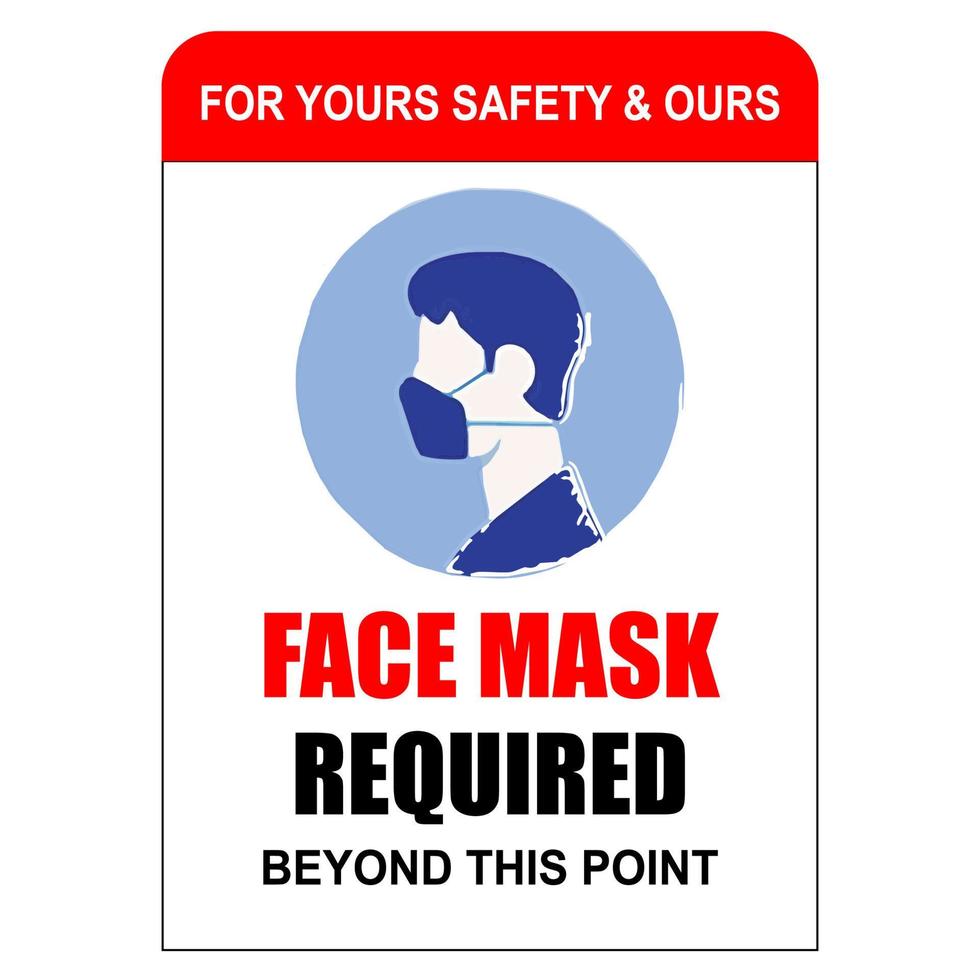 masques requis sur place masque facial vecteur de signe requis