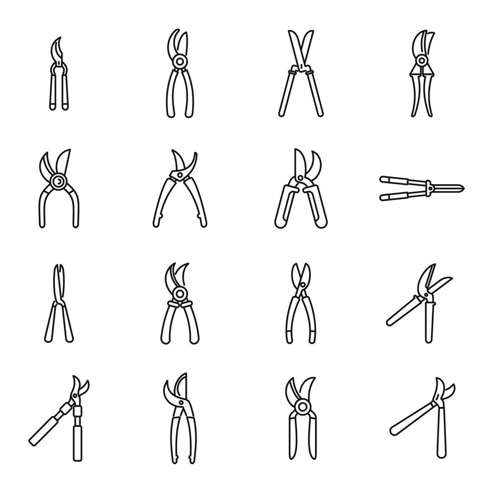 les icônes de sécateur définissent le vecteur de contour. coupe agricole