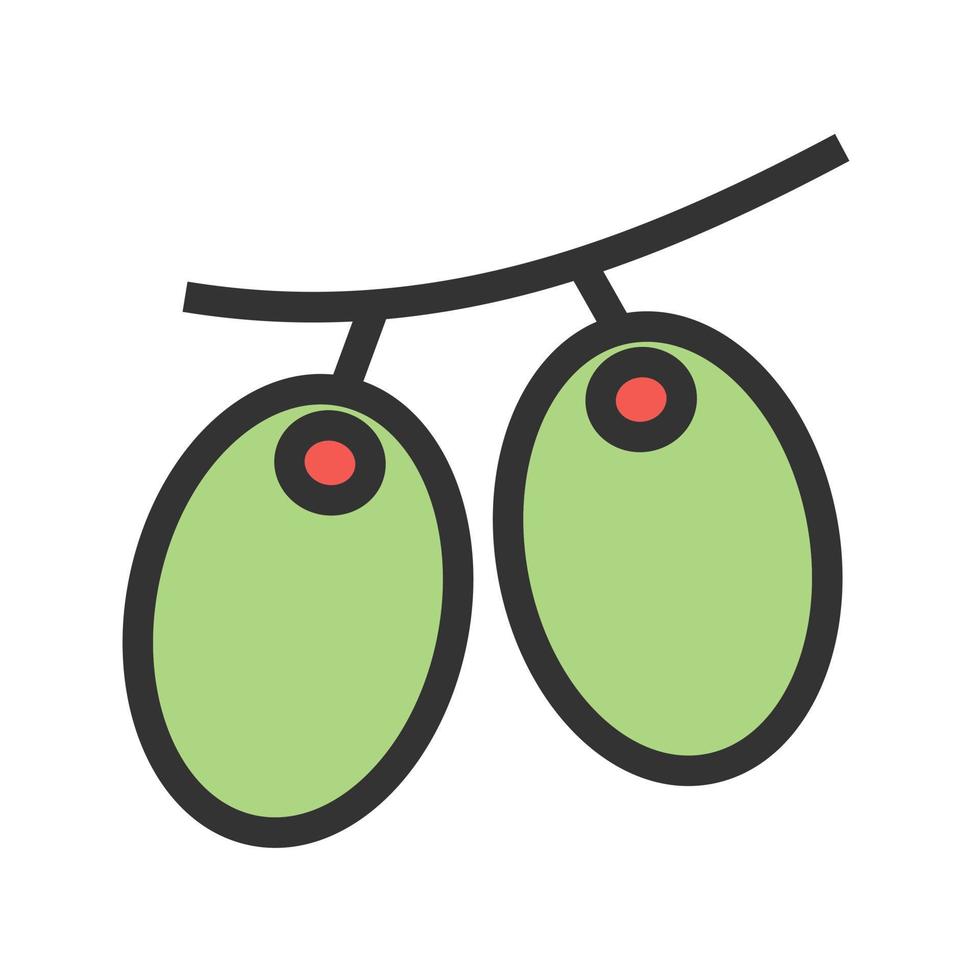 icône de ligne remplie d'olives vecteur