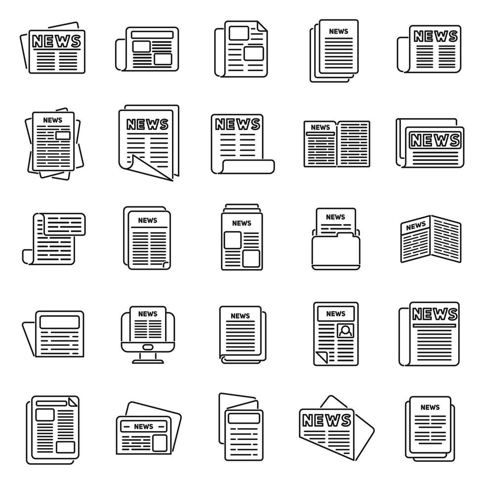 les icônes de journal définissent le vecteur de contour. magasin de pile