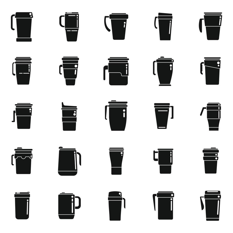 les icônes de tasse thermo définissent un vecteur simple. tasse à café