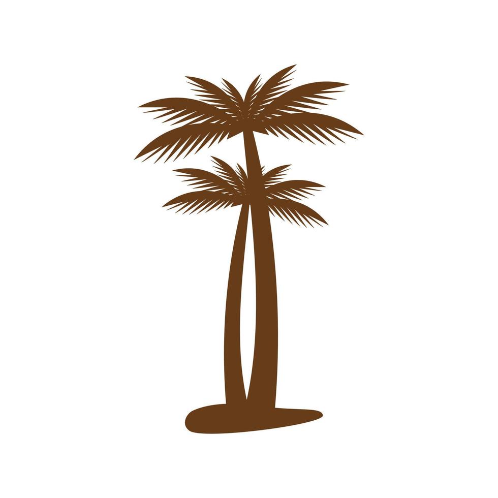 silhouette de deux cocotiers tropicaux vecteur