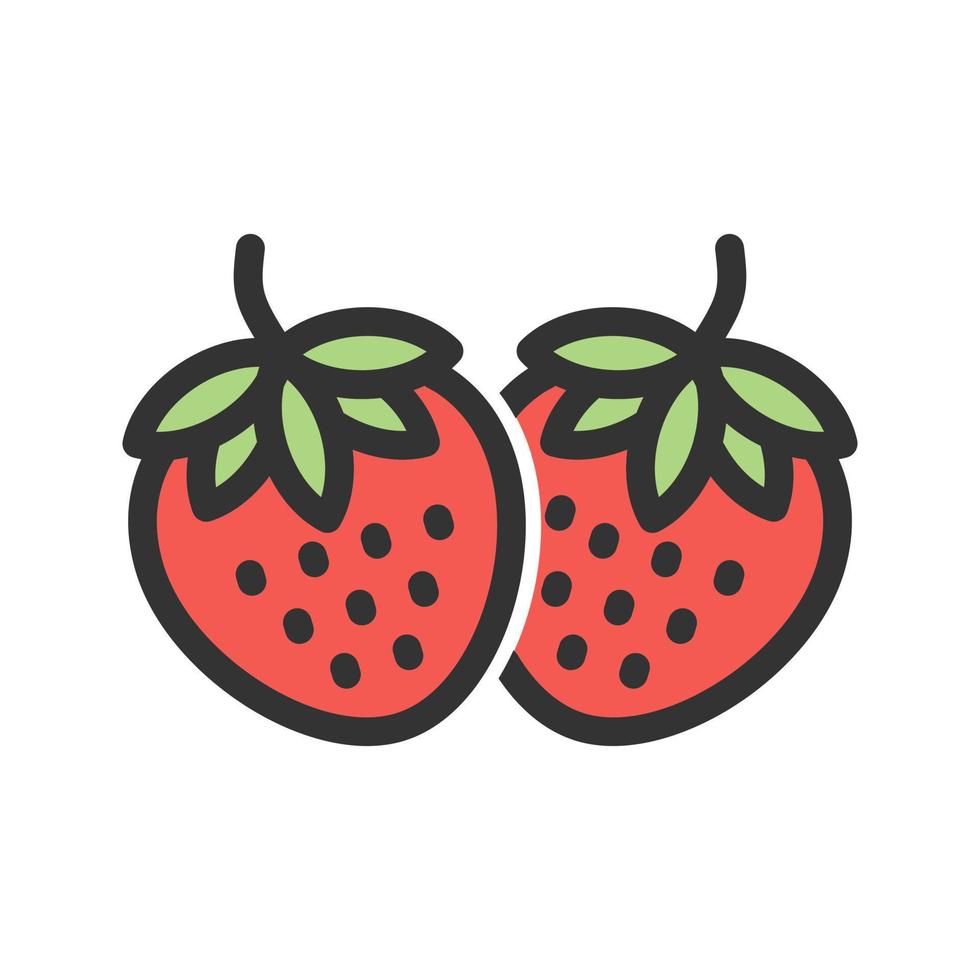 icône de ligne remplie de fraises vecteur