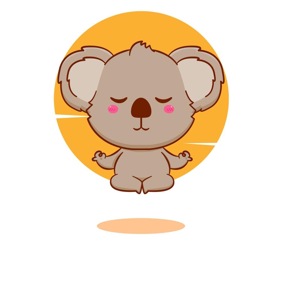 dessin animé mignon bébé koala pratiquant le yoga. illustration de conception de mascotte dessinée à la main. vecteur