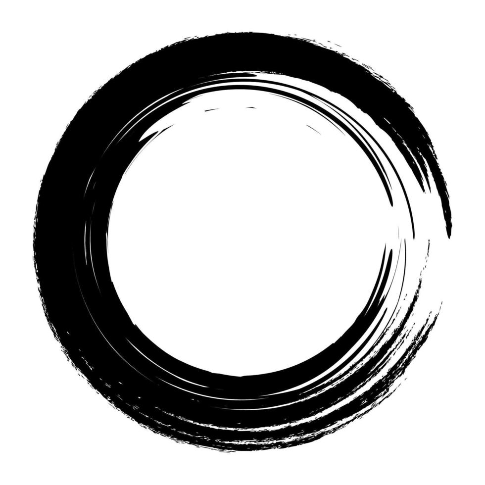 cercles de coups de pinceau de vecteur de peinture sur fond blanc. cercle de pinceau dessiné à la main à l'encre. logo, illustration vectorielle d'élément de conception d'étiquette. cercle abstrait noir. Cadre