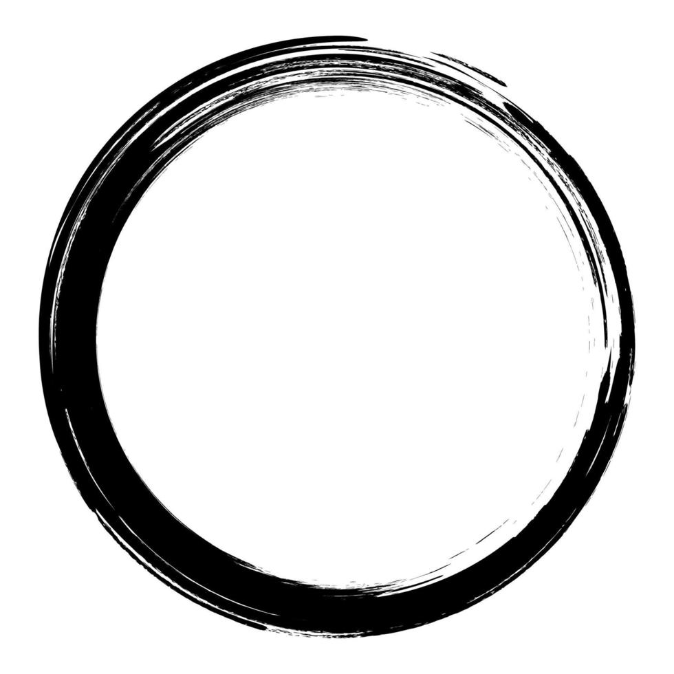 cercles de coups de pinceau de vecteur de peinture sur fond blanc. cercle de pinceau dessiné à la main à l'encre. logo, illustration vectorielle d'élément de conception d'étiquette. cercle abstrait noir. Cadre