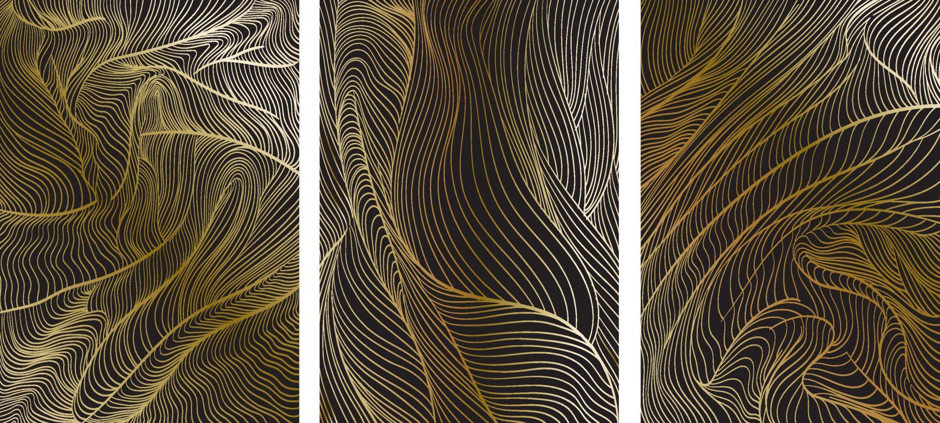 fond d'art abstrait avec vecteur de motif de ligne de gradient d'or dans le style oriental.