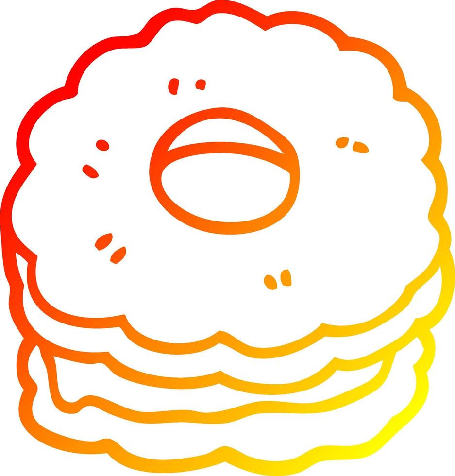 dessin de ligne de gradient chaud biscuit confituré de dessin animé vecteur