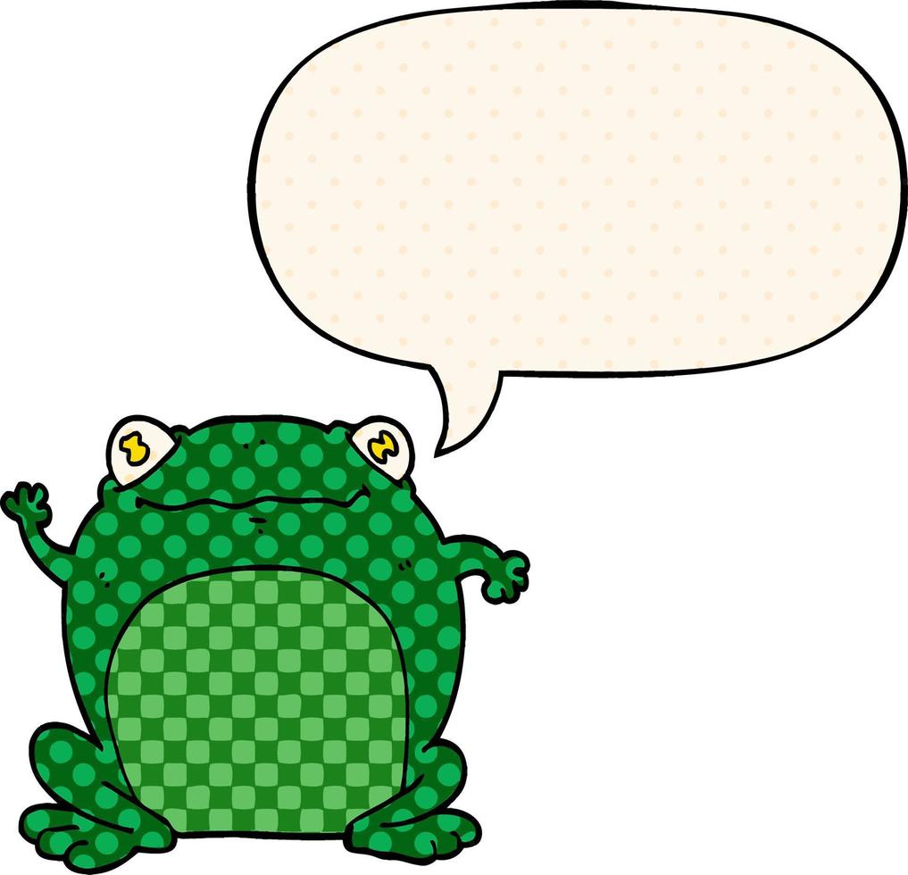 grenouille de dessin animé et bulle de dialogue dans le style de la bande dessinée vecteur