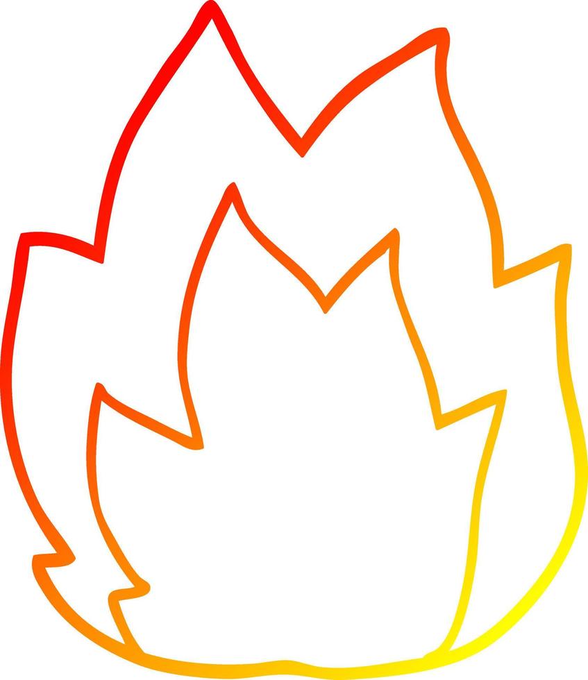 ligne de gradient chaud dessinant une flamme d'explosion de dessin animé vecteur