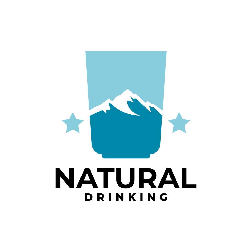 illustration d'une montagne à l'intérieur d'un verre à boire. bon pour le logo de l'entreprise d'eau potable. vecteur